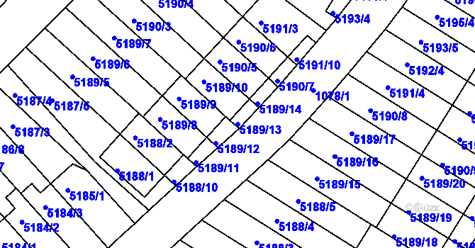 Parcela st. 5189/13 v KÚ Žabovřesky, Katastrální mapa