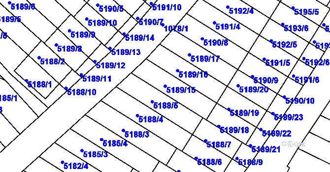 Parcela st. 5189/15 v KÚ Žabovřesky, Katastrální mapa