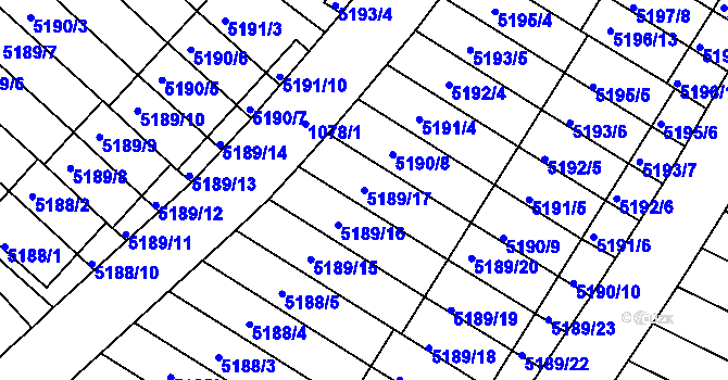 Parcela st. 5189/17 v KÚ Žabovřesky, Katastrální mapa