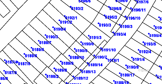 Parcela st. 5190/6 v KÚ Žabovřesky, Katastrální mapa
