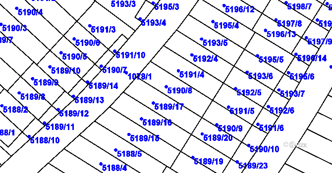 Parcela st. 5190/8 v KÚ Žabovřesky, Katastrální mapa
