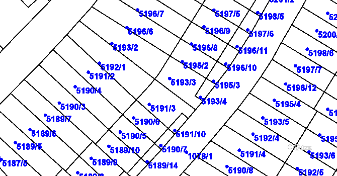 Parcela st. 5192/3 v KÚ Žabovřesky, Katastrální mapa