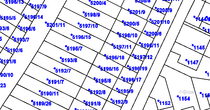 Parcela st. 5196/18 v KÚ Žabovřesky, Katastrální mapa