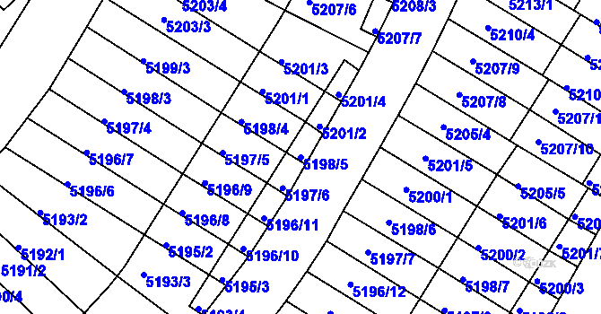 Parcela st. 5198/5 v KÚ Žabovřesky, Katastrální mapa
