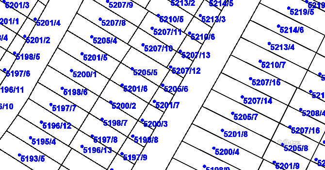 Parcela st. 5205/6 v KÚ Žabovřesky, Katastrální mapa
