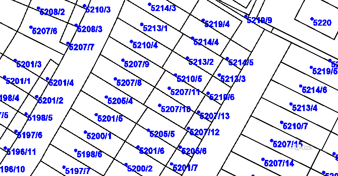 Parcela st. 5207/11 v KÚ Žabovřesky, Katastrální mapa