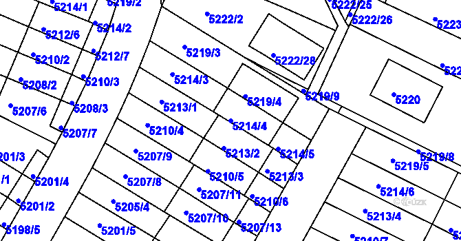 Parcela st. 5214/4 v KÚ Žabovřesky, Katastrální mapa