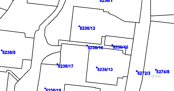 Parcela st. 5236/16 v KÚ Žabovřesky, Katastrální mapa