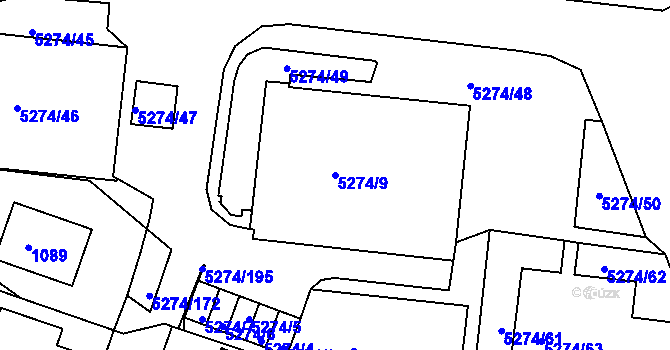 Parcela st. 5274/9 v KÚ Žabovřesky, Katastrální mapa