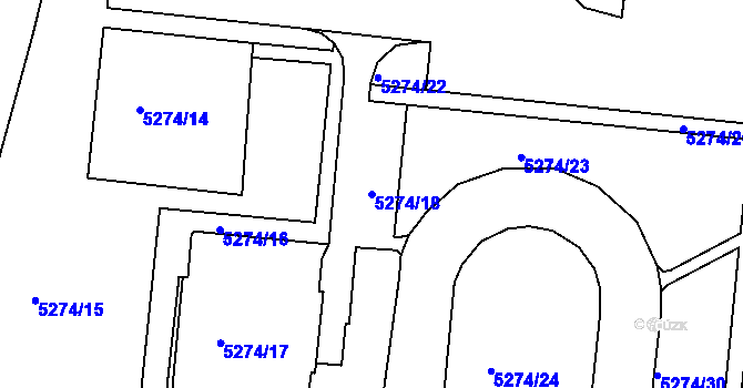 Parcela st. 5274/18 v KÚ Žabovřesky, Katastrální mapa