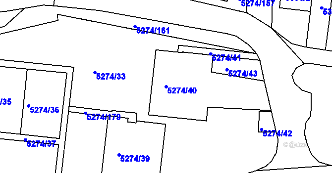 Parcela st. 5274/40 v KÚ Žabovřesky, Katastrální mapa