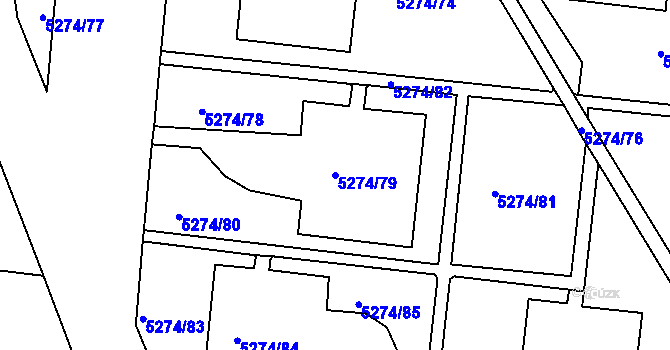 Parcela st. 5274/79 v KÚ Žabovřesky, Katastrální mapa