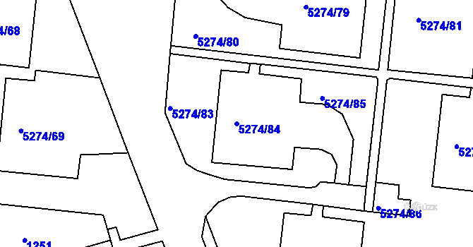 Parcela st. 5274/84 v KÚ Žabovřesky, Katastrální mapa