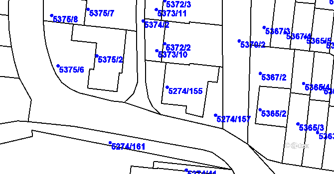Parcela st. 5274/155 v KÚ Žabovřesky, Katastrální mapa