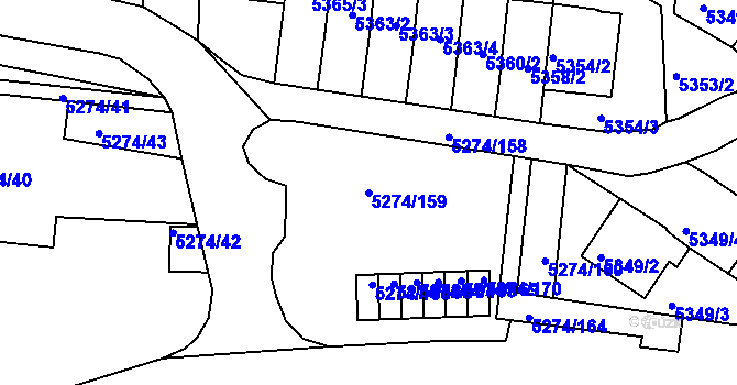 Parcela st. 5274/159 v KÚ Žabovřesky, Katastrální mapa
