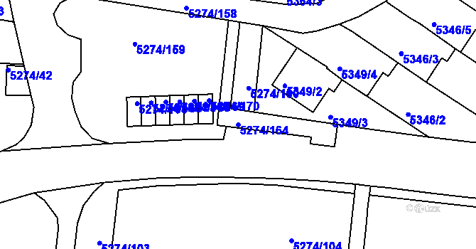 Parcela st. 5274/164 v KÚ Žabovřesky, Katastrální mapa
