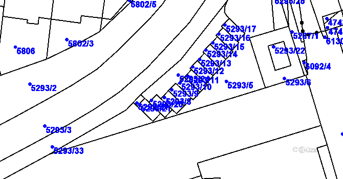 Parcela st. 5293/9 v KÚ Žabovřesky, Katastrální mapa