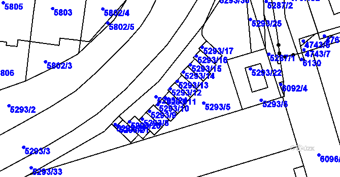 Parcela st. 5293/12 v KÚ Žabovřesky, Katastrální mapa
