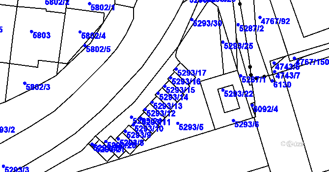 Parcela st. 5293/15 v KÚ Žabovřesky, Katastrální mapa