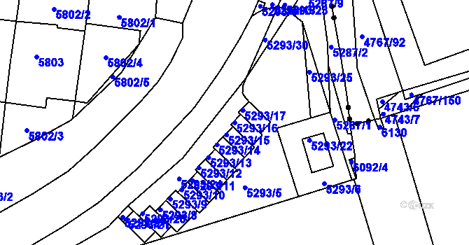 Parcela st. 5293/16 v KÚ Žabovřesky, Katastrální mapa