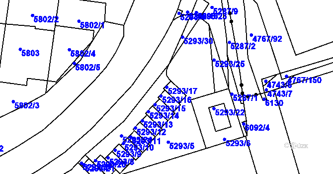 Parcela st. 5293/17 v KÚ Žabovřesky, Katastrální mapa