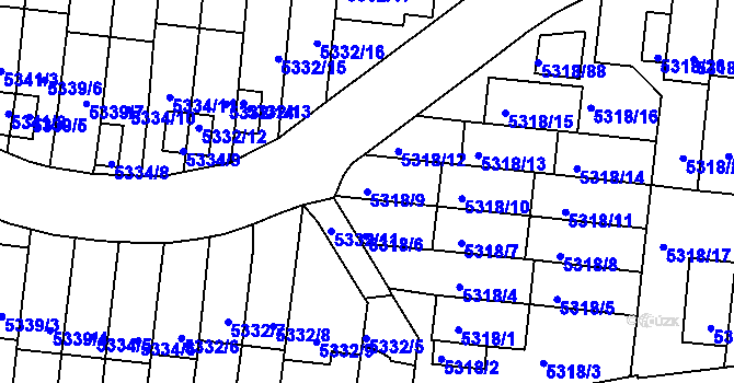 Parcela st. 5318/9 v KÚ Žabovřesky, Katastrální mapa