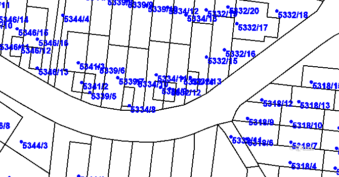 Parcela st. 5332/12 v KÚ Žabovřesky, Katastrální mapa