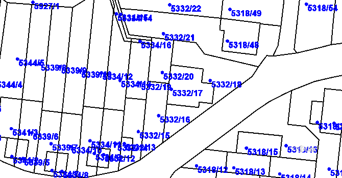Parcela st. 5332/17 v KÚ Žabovřesky, Katastrální mapa