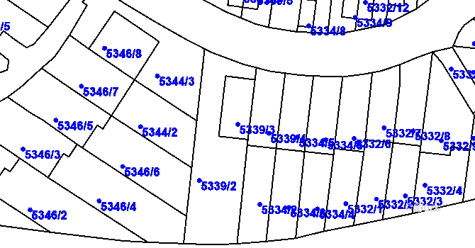 Parcela st. 5339/3 v KÚ Žabovřesky, Katastrální mapa