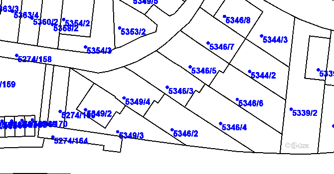 Parcela st. 5346/3 v KÚ Žabovřesky, Katastrální mapa