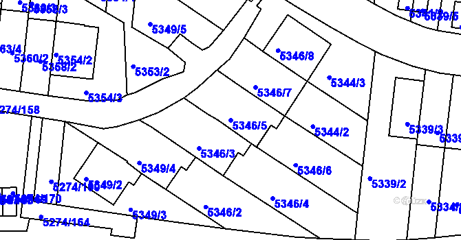 Parcela st. 5346/5 v KÚ Žabovřesky, Katastrální mapa