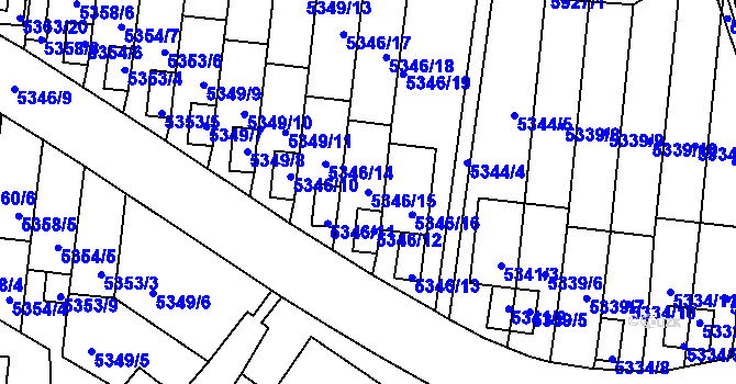 Parcela st. 5346/15 v KÚ Žabovřesky, Katastrální mapa