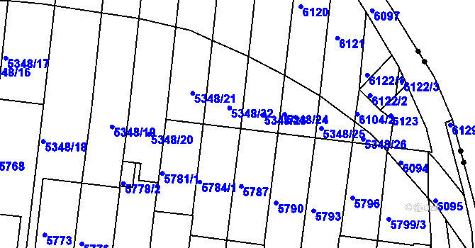 Parcela st. 5348/33 v KÚ Žabovřesky, Katastrální mapa