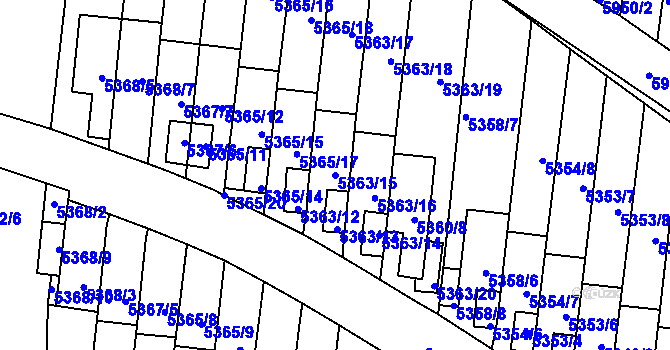 Parcela st. 5363/15 v KÚ Žabovřesky, Katastrální mapa