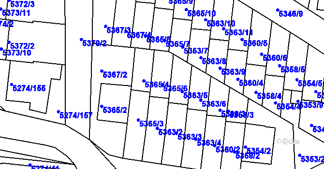 Parcela st. 5365/6 v KÚ Žabovřesky, Katastrální mapa