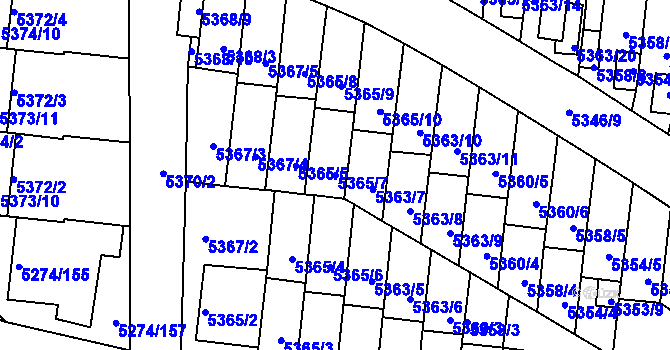 Parcela st. 5365/7 v KÚ Žabovřesky, Katastrální mapa
