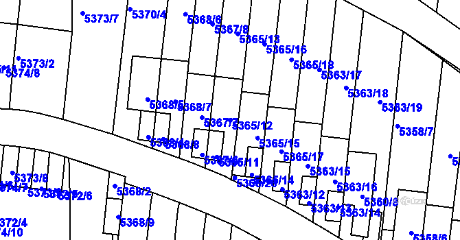 Parcela st. 5365/12 v KÚ Žabovřesky, Katastrální mapa