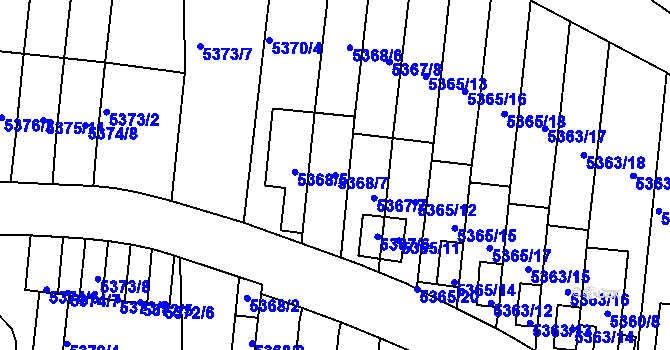 Parcela st. 5368/7 v KÚ Žabovřesky, Katastrální mapa
