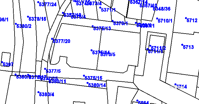 Parcela st. 5370/5 v KÚ Žabovřesky, Katastrální mapa