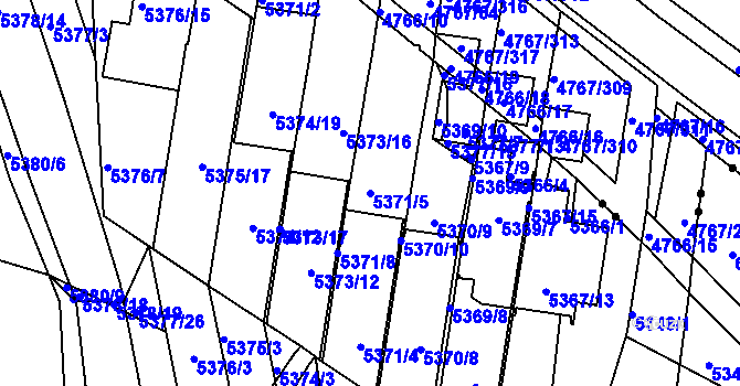 Parcela st. 5371/5 v KÚ Žabovřesky, Katastrální mapa