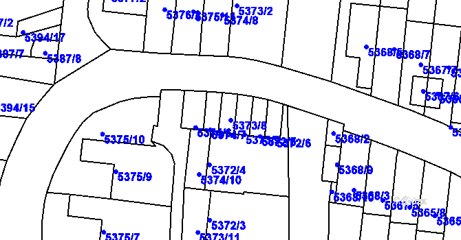 Parcela st. 5373/8 v KÚ Žabovřesky, Katastrální mapa