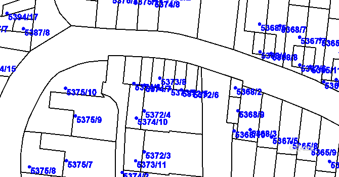 Parcela st. 5373/9 v KÚ Žabovřesky, Katastrální mapa
