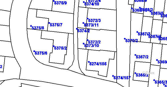 Parcela st. 5373/10 v KÚ Žabovřesky, Katastrální mapa