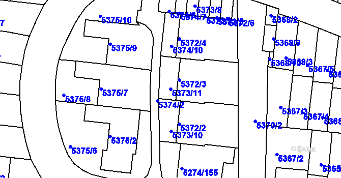 Parcela st. 5373/11 v KÚ Žabovřesky, Katastrální mapa