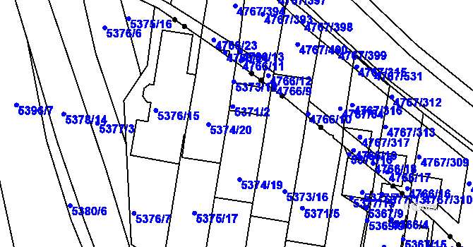 Parcela st. 5373/15 v KÚ Žabovřesky, Katastrální mapa