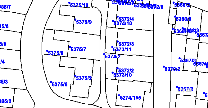 Parcela st. 5374/2 v KÚ Žabovřesky, Katastrální mapa