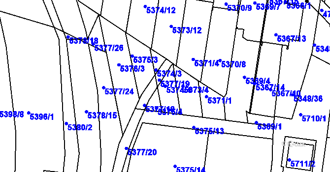 Parcela st. 5374/4 v KÚ Žabovřesky, Katastrální mapa