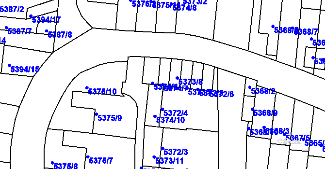 Parcela st. 5374/7 v KÚ Žabovřesky, Katastrální mapa