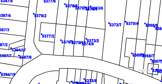 Parcela st. 5374/8 v KÚ Žabovřesky, Katastrální mapa