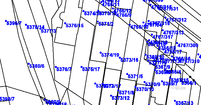 Parcela st. 5374/19 v KÚ Žabovřesky, Katastrální mapa